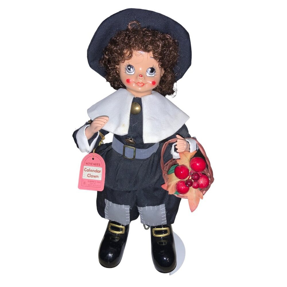 November  Calendar Clown Thanksgiving Doll- Brinn's 1986 Winter Wonder Land